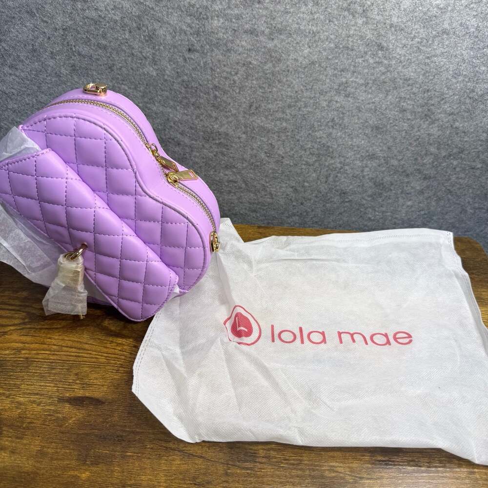 Lola Mae Quilted Heart Crossbody Bag in Lavender